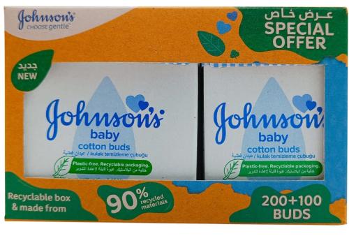 جونسون بيبي اعواد اذان للاطفال 200+100 مجاناً