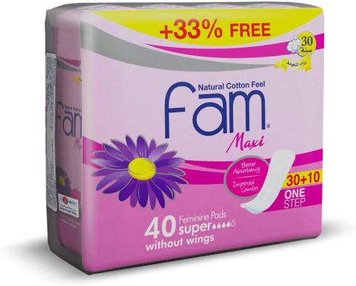 فام مكسي فوط صحية نسائية حجم كبير بدون أجنحة 40قطع...