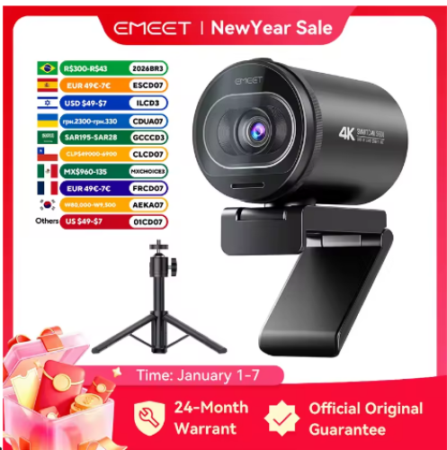 كاميرا ويب 4K EMEET S600 SmartCam مع كاميرا USB ثل...