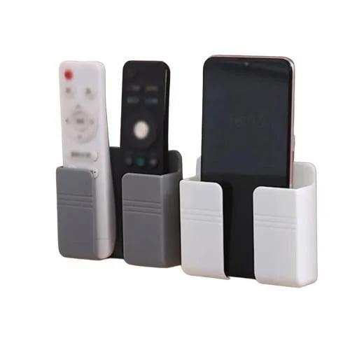 Phone and remote control adhesive holder · No drilling
