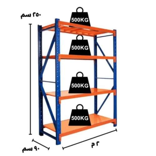 Heavy-duty storage shelves 250×200×90 cm · 500 kg/...