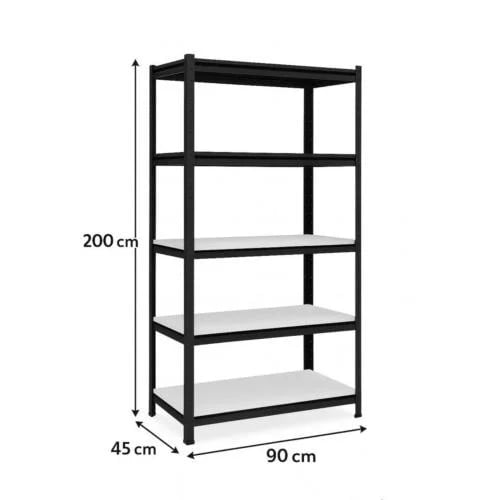 Wooden metal shelves 200×90×45 cm · 200 kg per shelf · 5 shelves