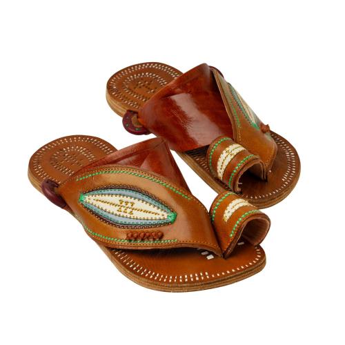 Eastern slippers with eye design, made of genuine...
