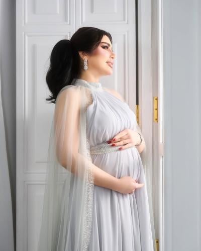 فستان سهرة راقي حوامل شيفون ناعم