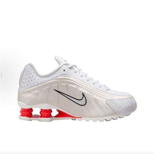 حذاء الجري Nike Shox R4 Sail Crimson للنساء مريح، متين، مسامي، أبيض AR3565103