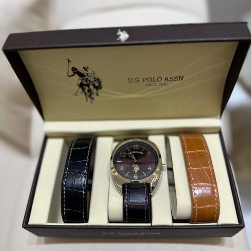 طقم ساعه بولو مع نوعين مختلفه غيرات لسير الساعه