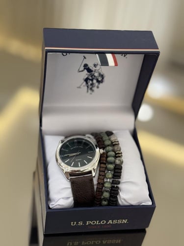 ساعه بولو جلد مع اساور