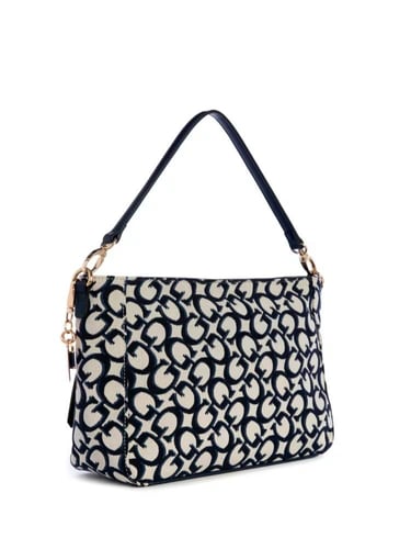 Aurore Logo Top Zip Crossbody Color: navy