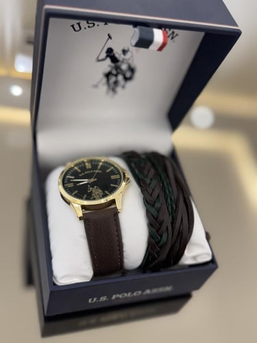 ساعه بولو جلد مع اساور