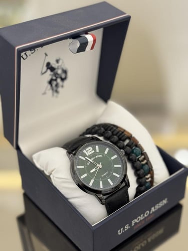 ساعه بولو جلد مع اساور