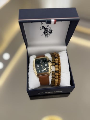 ساعه بولو جلد مع اساور