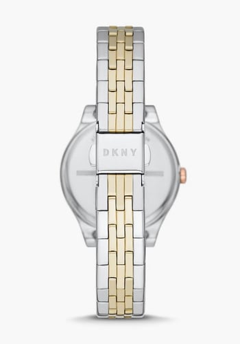 ساعه دكني مكس فضي وذهبي ميناء اخضر