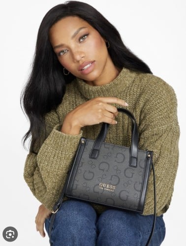 GUESS Oak Park Signature Mini Tote - Coal