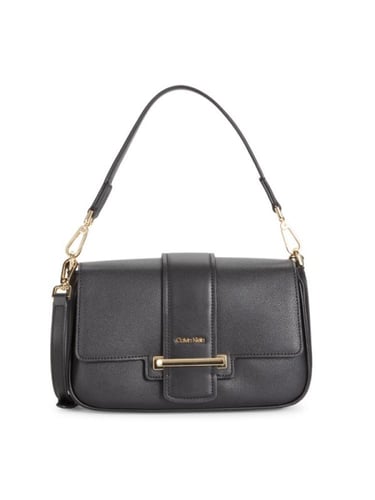 شنطه كيلفن كلاين جلد اسود هاندل قصير + استراب طويل