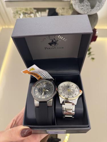 ساعه بولو جلد مع ساعه ستيل