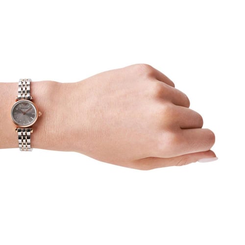 ساعه ارمني سير نحيف و ميناء صغير لون مكس فضي ونحاس...