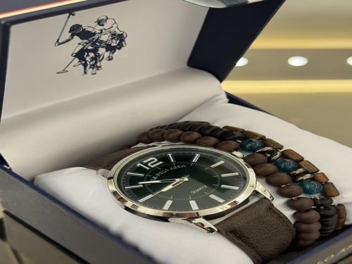 ساعه بولو جلد مع اساور