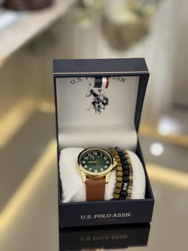 ساعه بولو جلد مع اساور