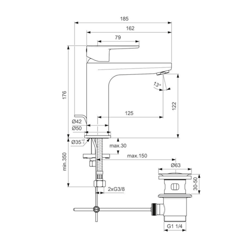 خلاط مغسلة سيرافين 12.2 سم كروم BC699AA - ايديال س...