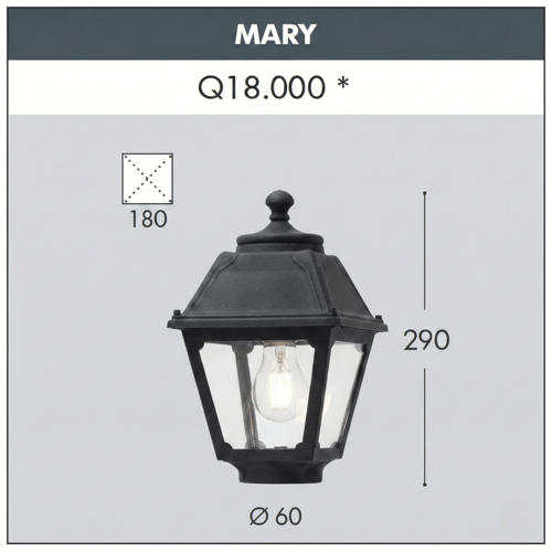 أبليك فانوس جداري خارجي صغير شفاف موديل MARY أسود...