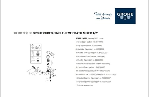 خلاط دش كروم CUBEO موديل 1018130000 - جروهي GROHE