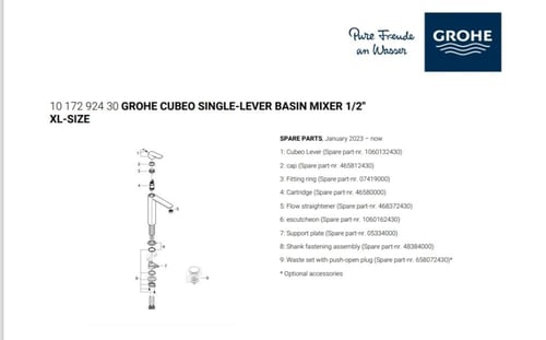 خلاط مغسلة XL-Size أسود CUBEO موديل 1017292430 - ج...