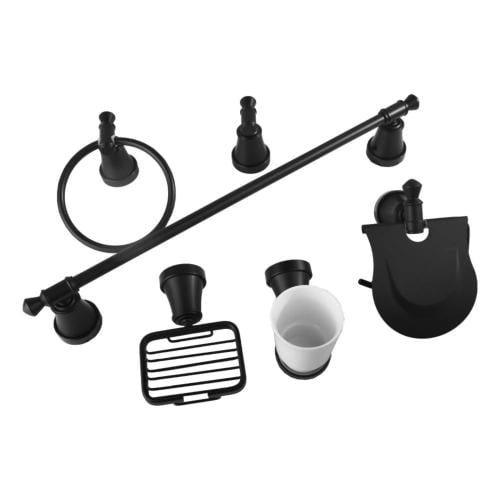 طقم اكسسوار حمام كامل 6 قطع ستانلس ستيل أسود - اور...