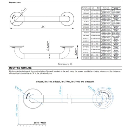 مسكة مقبض حمام مستقيم للأمان والدعم لكبار السن وذو...