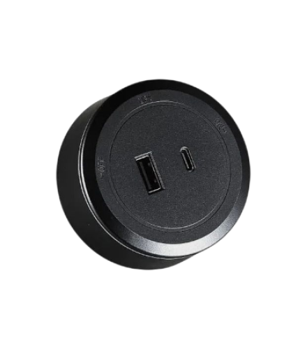 فيش مجرى مسار متحرك مدور أسود USB +Type-C - توفل T...