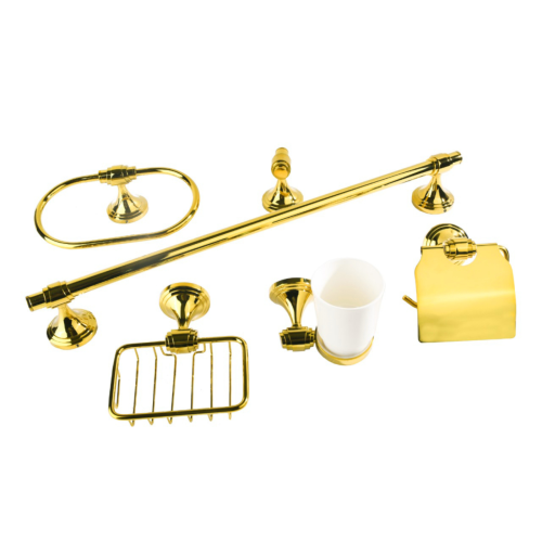 طقم اكسسوار حمام كامل 6 قطع ستانلس ستيل ذهبي - اور...