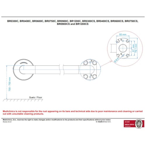مسكة مقبض حمام مستقيم للأمان والدعم لكبار السن وذو...