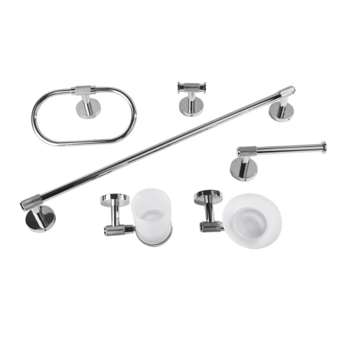 طقم اكسسوار حمام كامل 6 قطع ستانلس ستيل كروم - اور...