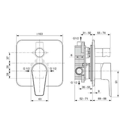 خلاط دش مخفي دفن خطين سيرافين دي كروم A7189AA - اي...