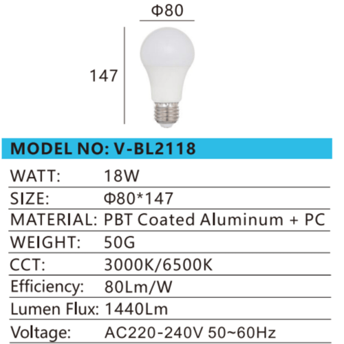 لمبة ليد كروي 18 وات - فيماكس V-MAX