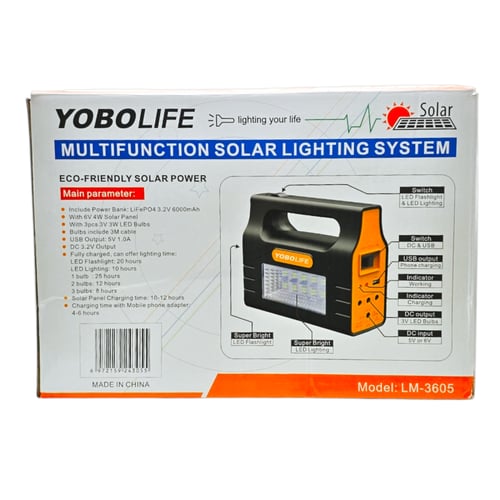 منظومة طاقة شمسية سولار بطارية كشاف + ثلاث لمبات +...