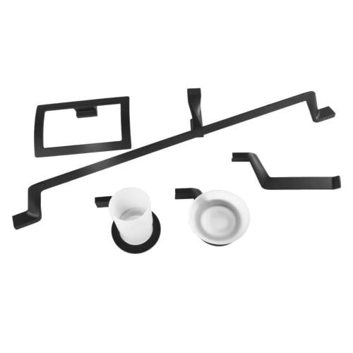 طقم اكسسوار حمام كامل 6 قطع ستانلس ستيل أسود - اور...