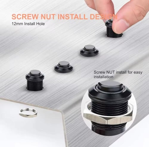 مفتاح بزر ١٢ فولت بإنارة وعرض ١.٦ سم