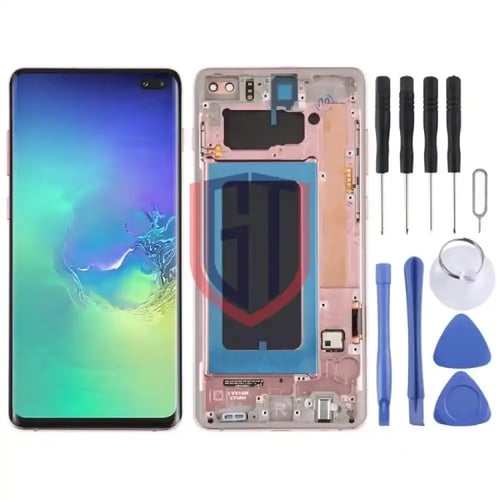 شاشة Super AMOLED LCD أصلية بإطار لهاتف سامسونج جا...