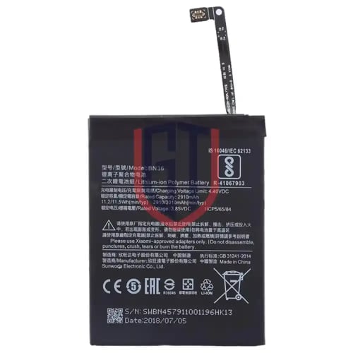 BN36 لبطارية شاومي Mi 6X / A2