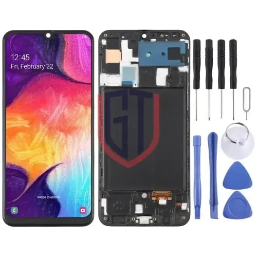 شاشة LCD لهاتف سامسونج جالاكسي A50 SM-A505 مع إطار...
