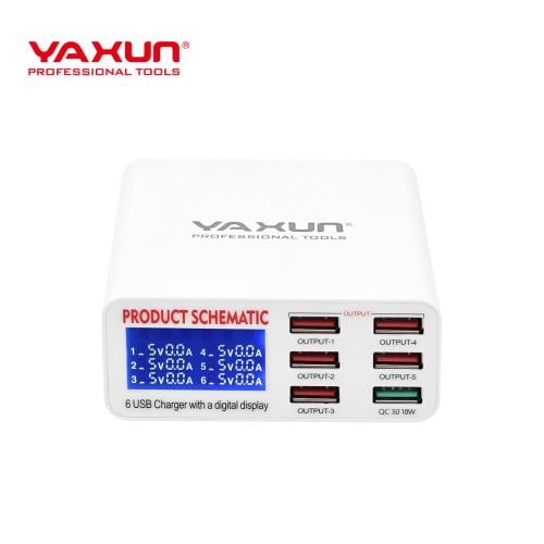 YAXUN YX-896 6-PORT USB-C PD 3.0 DIGITAL DISPLAY F...