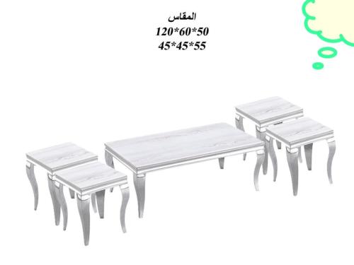 طاولات كنب ٥ قطع فضي