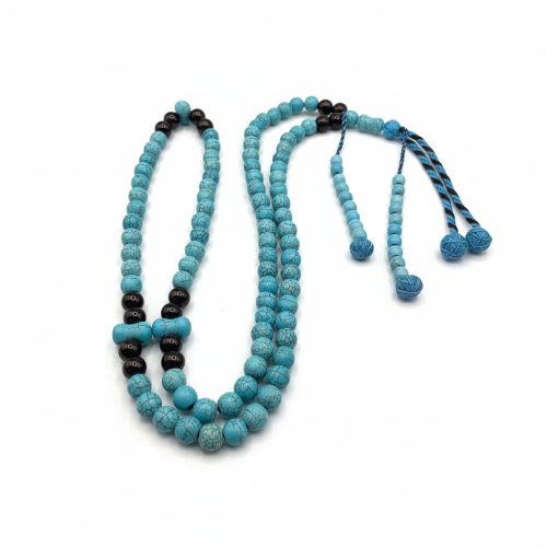 سبحة ١٠٠ حجرة من الفيروز البرازيلي مع عدادات