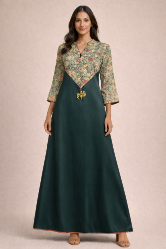 ثوب خليط من التفتة الاخضر السادة والقطن الهندي الم...