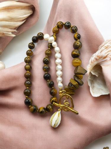 قلادة راقية وثمينة من اللؤلؤ الطبيعي الزراعي مع حج...