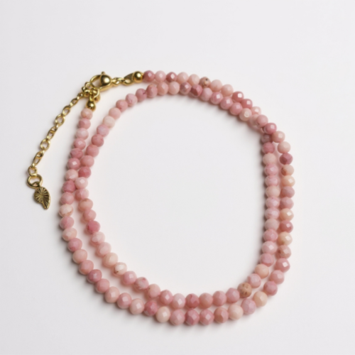 شوكر ناعم من حجر الافنتورين الوردي الطبيعي، مقاس ا...