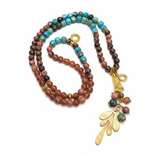 سبحة قلادة ١٠٠ حجرة، من الأحجار الطبيعية الخلابة