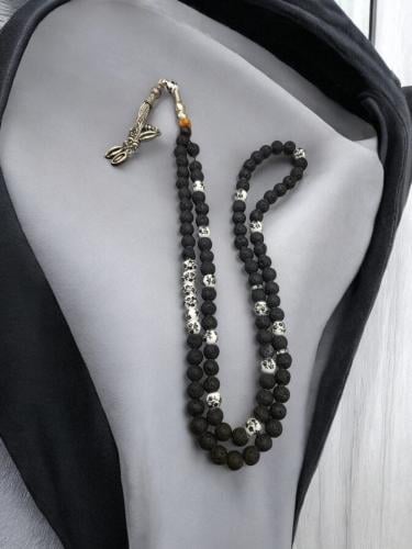 سبحة 99 خرزة من الحجر البركاني