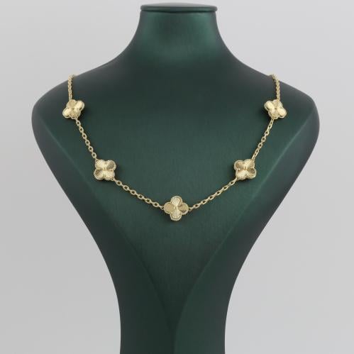 عقد ذهب نبتة رباعية ملفت - عيار 18