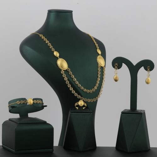 طقم ذهب دورين ورود بيضاوي بصمة - عيار 21